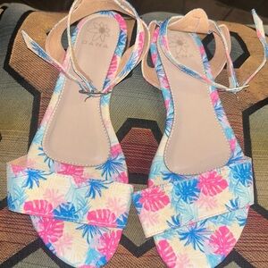 a.n.a Pink and Blue Sandals with Ankle Straps